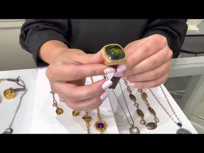 Rebecca Gioielli "Roma" Bronze Ring with Green Hydrothermal Stone