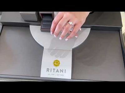 Ritani 1RZ3701BRWG Bella Vita Three Stone Halo Engagement Ring Setting for 6 Millimeter Round Stone