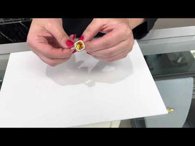 Cushion Shape Citrine Ring with Diamonds & Yellow Sapphires in 18K Gold