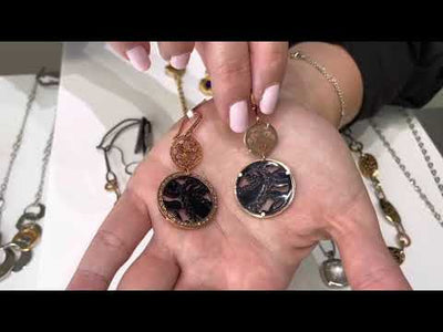 Rebecca Gioielli Pink Double Circle Drop Earrings in Bronze and 18K Pink Gold Overlay