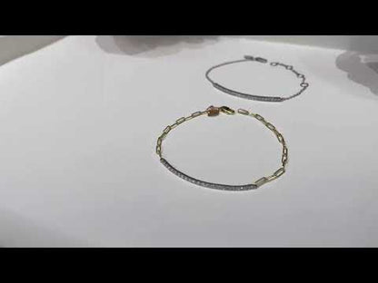 Meira T. 14K Yellow and White Gold Paperclip Bar Bracelet