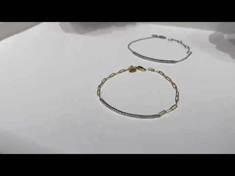 Meira T. 14K Yellow and White Gold Paperclip Bar Bracelet