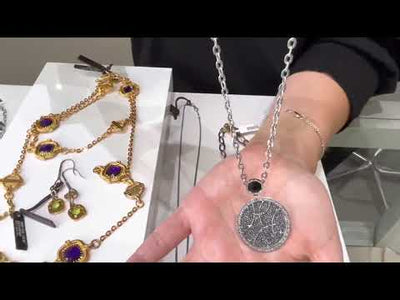 Rebecca Gioielli Sterling Silver Shimmering Circle Necklace with Adjustable Length 18 to 20 Inches