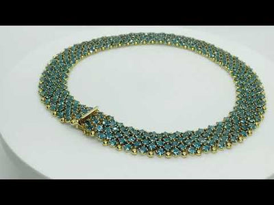 Blue Topaz Choker Necklace 15.5 Inch in 14K Yellow Gold