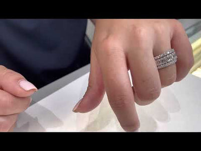 14K White Gold Oval Blue Sapphire Eternity Ring 5.29 Carats